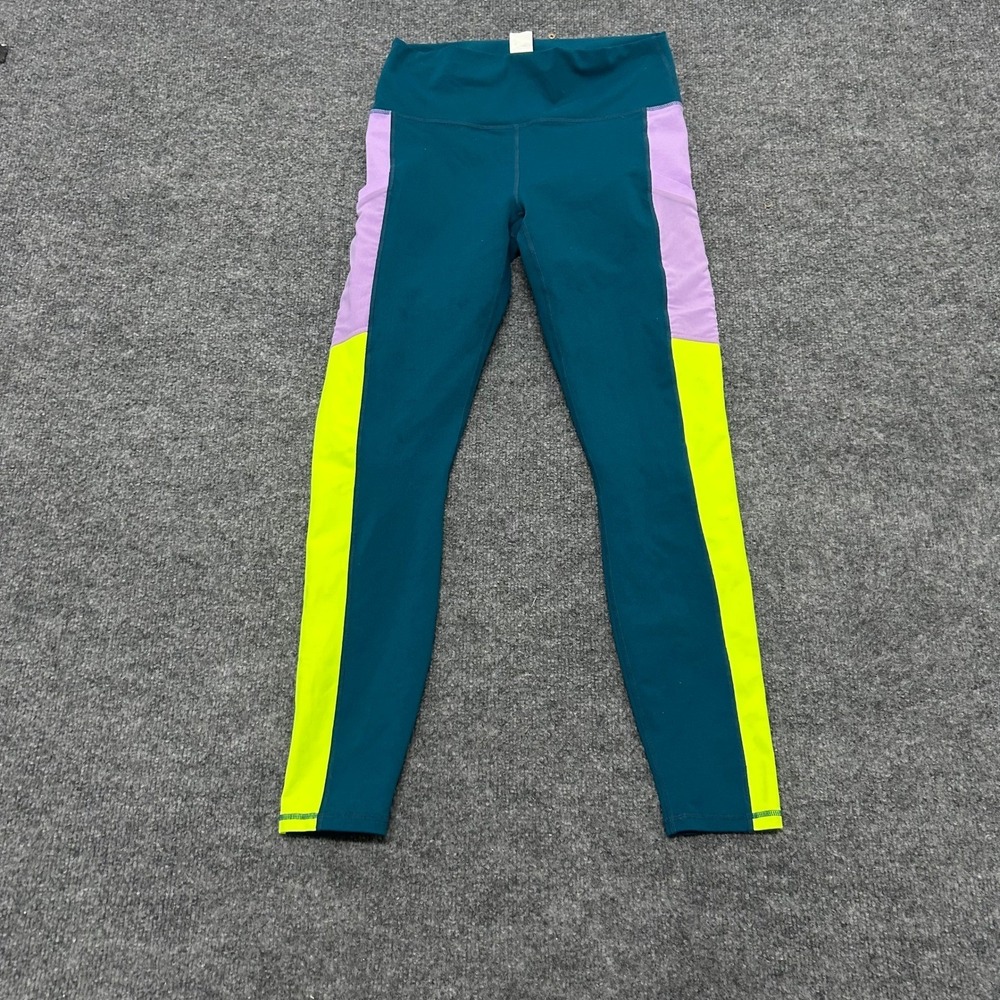 Fabletics Leggings Womens Size M Teal Purple High Rise Athletic Pockets